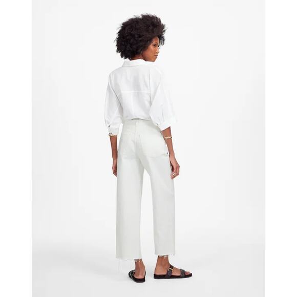 NWT Madewell Low-Slung Baggy Crop In Pure White Size 31 - Picture 3 of 12